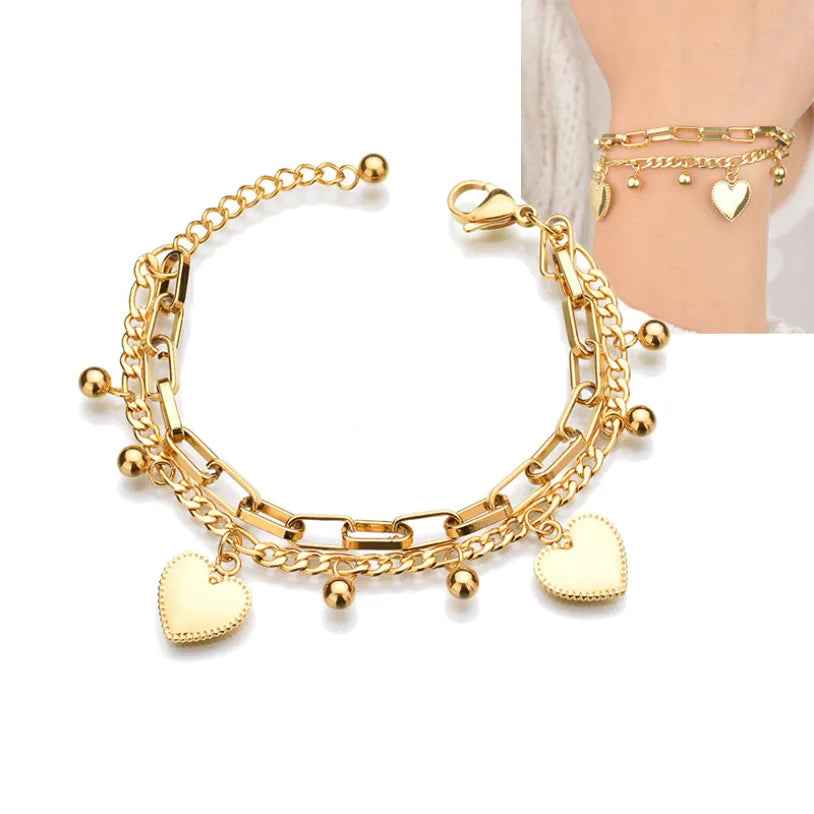 Stainless Steel Bohemian Charm Bracelet: Fashionably Layered