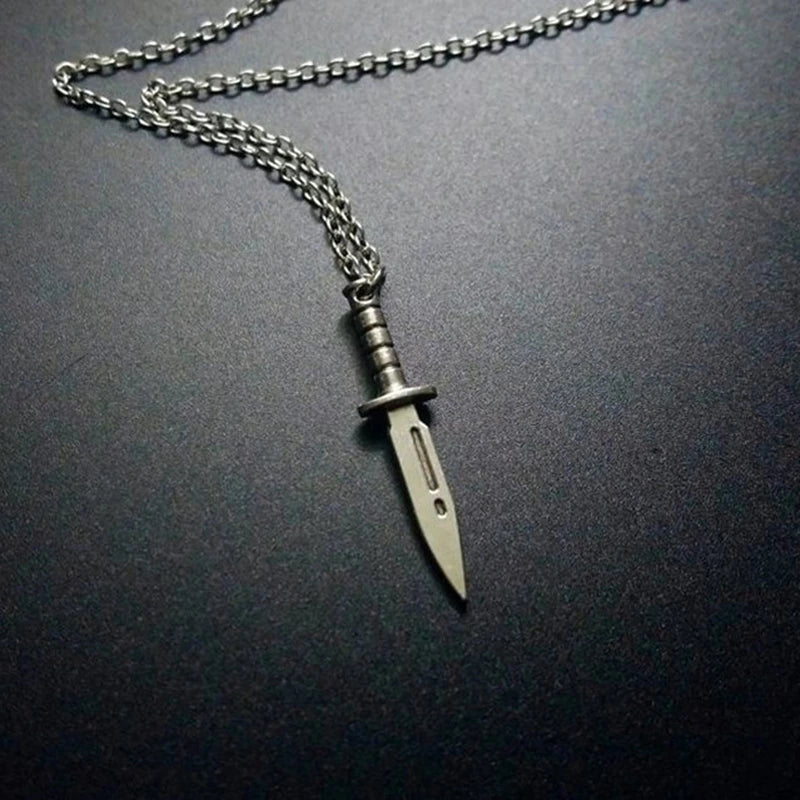 Gothic Knife Dagger Pendant Chokers Necklace for Men Women Gril Boy Punk Kpop Style Accessories