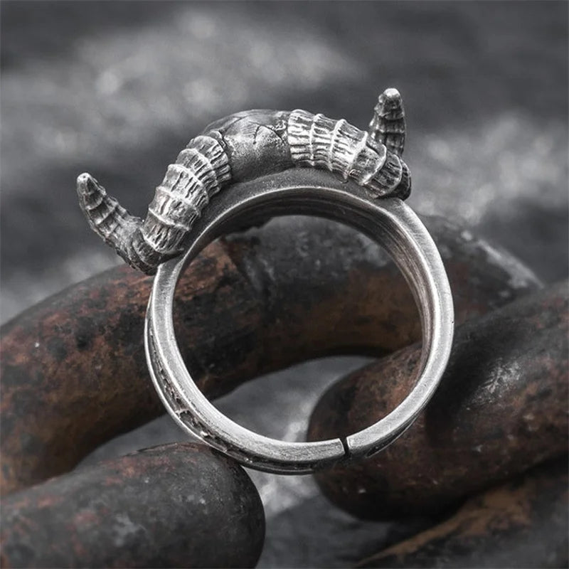 Vintage Retro Punk Skull Devil Horn Rings for Men Women Couples