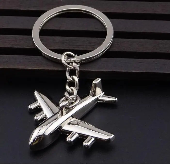 Steel Air Plane Keychains For Men Car Bag KeyRing