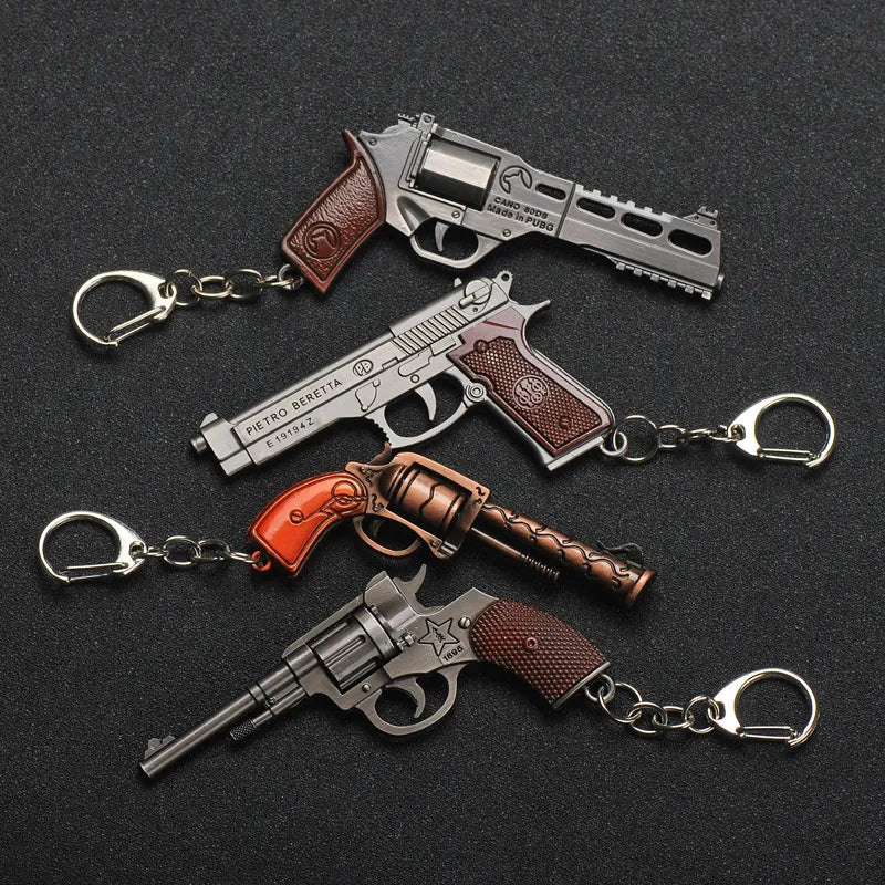 Cool Game Pistol Shape Keychain Metal P92 R45 R1895 Model Toy Key Ring Gift