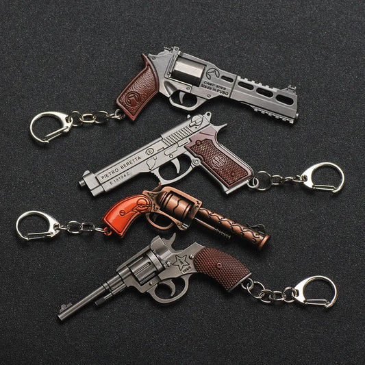 Cool Game Pistol Shape Keychain Metal P92 R45 R1895 Model Toy Key Ring Gift