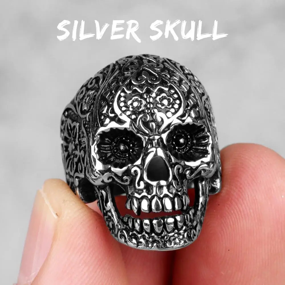 Gothic Skull Head Rings: Stainless Steel Coolness