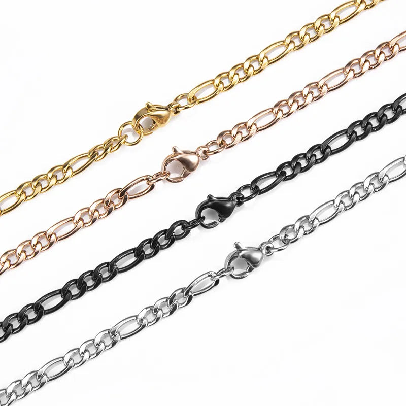 Figaro Chain Necklace: Men's Silver Stainless Steel