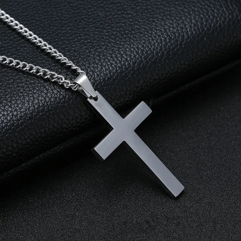 Cross Pendant Necklace: Stainless Steel Fashion Charm