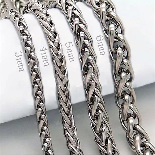 Stainless Steel Twist Chain Necklace: Punk Style for Men