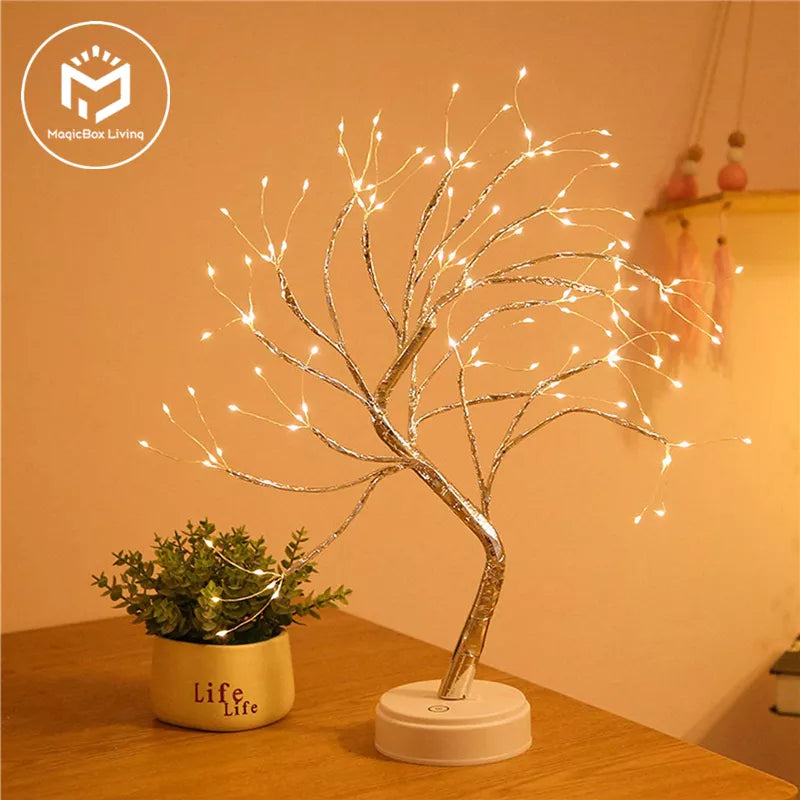 LED Night Light Mini Christmas Tree Copper Wire Garland Lamp For Home Bedroom Decoration