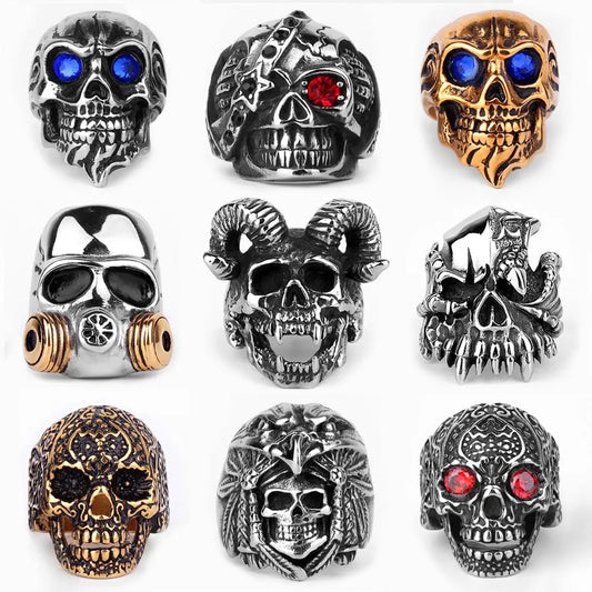 Gothic Skull Head Rings: Stainless Steel Coolness