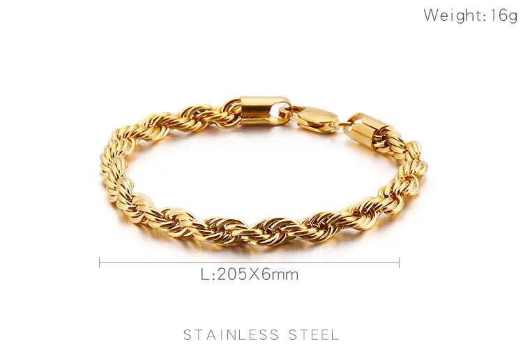 8mm Twisted Chain Bracelet: Stainless Steel Swag