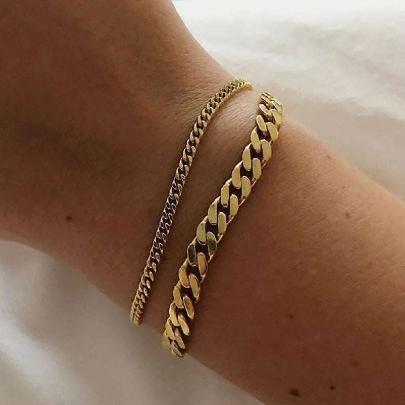 Minimalist Gold Street Style Bracelet: Stainless Steel