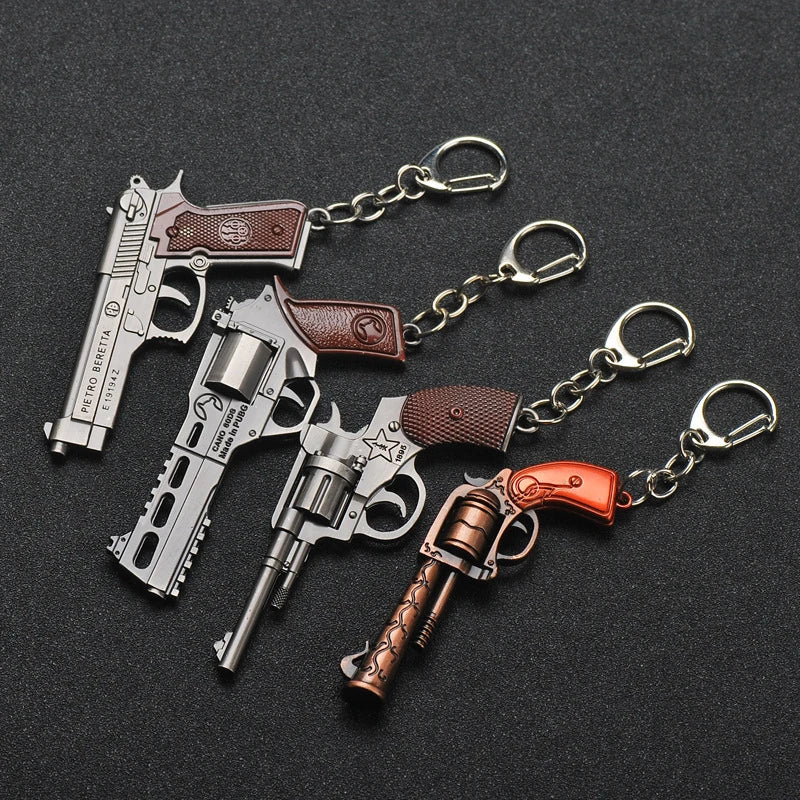 Cool Game Pistol Shape Keychain Metal P92 R45 R1895 Model Toy Key Ring Gift