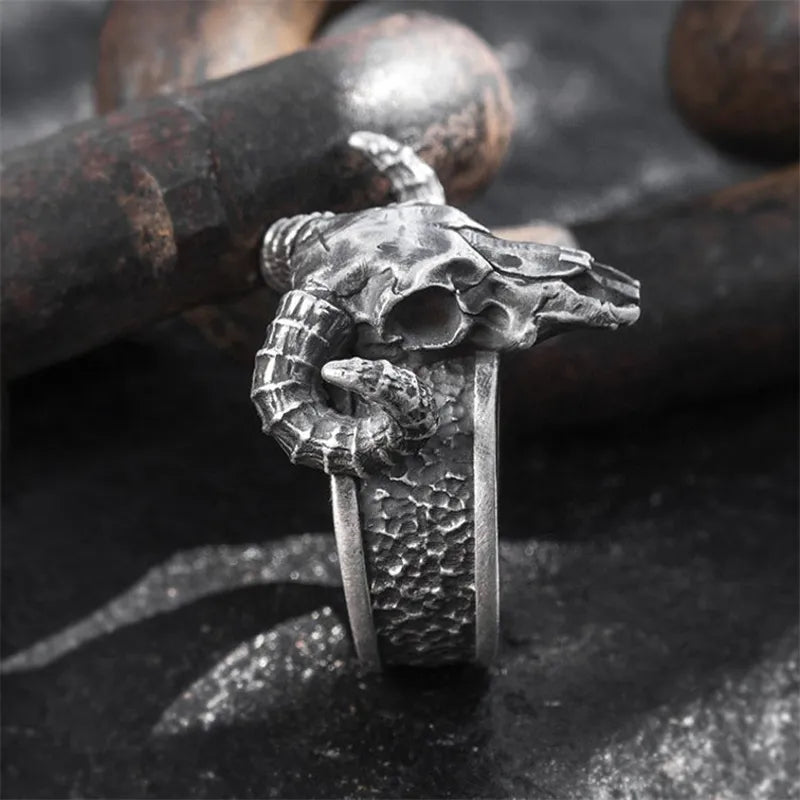 Vintage Retro Punk Skull Devil Horn Rings for Men Women Couples