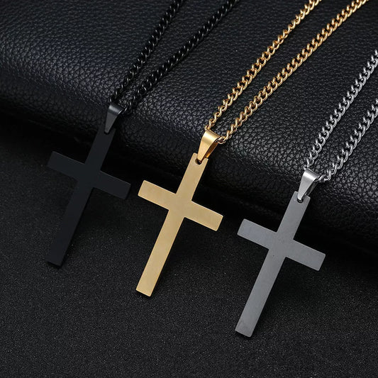 Cross Pendant Necklace: Stainless Steel Fashion Charm