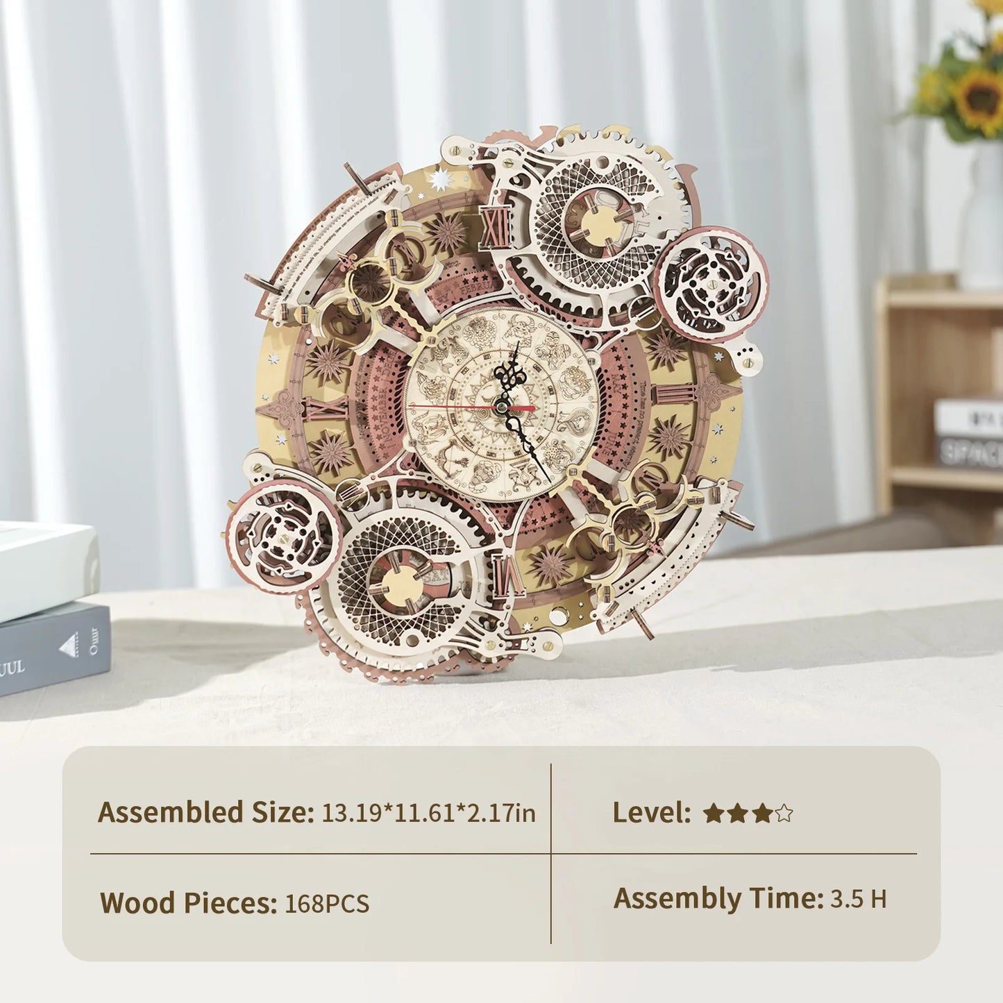 Robotime ROKR LC601 Zodiac Wall Clock 3d Wooden Puzzle Model Building