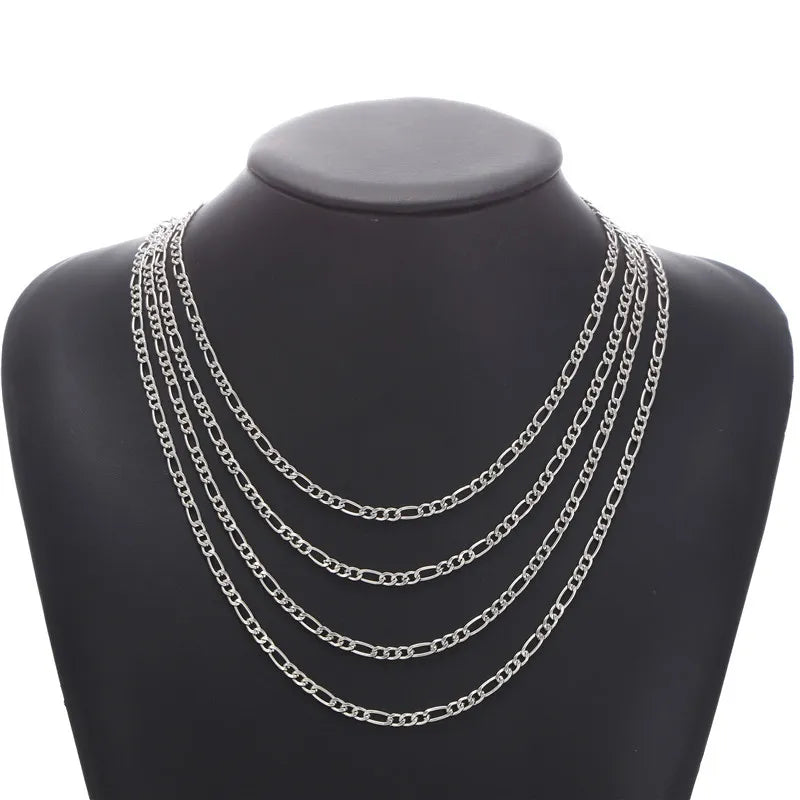 Figaro Chain Necklace: Men's Silver Stainless Steel