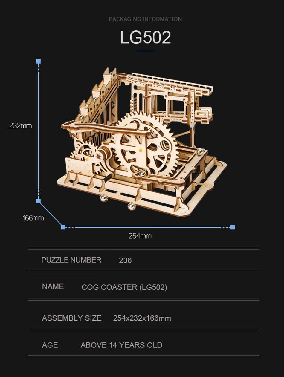 Robotime DIY 3D Wooden Puzzle Marble Run Assembly Model Building