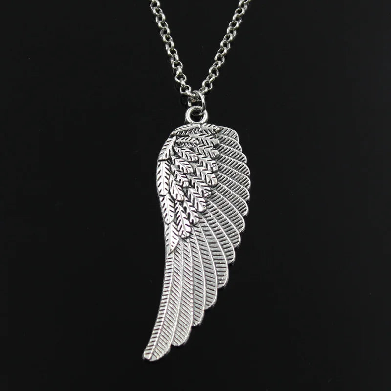 Angel Wings Pendants Round Cross Chain Short Long Mens Womens Silver Color Necklace