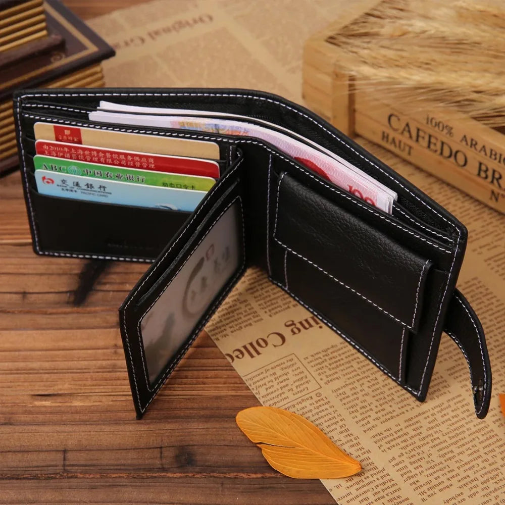 Leather Men Wallets Cow Leather Solid Sample Style Zipper Purse