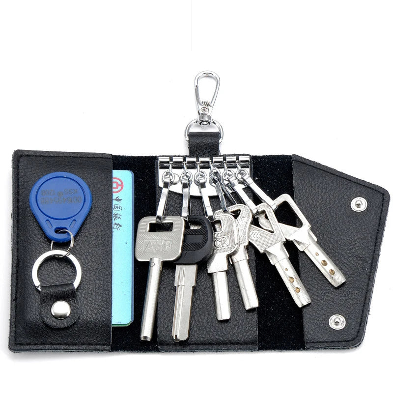 Genuine Leather Keychain Men Women Key Holder Organizer