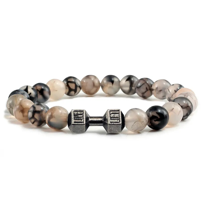 Volcanic Stone Bracelet Matte Black & White Beads