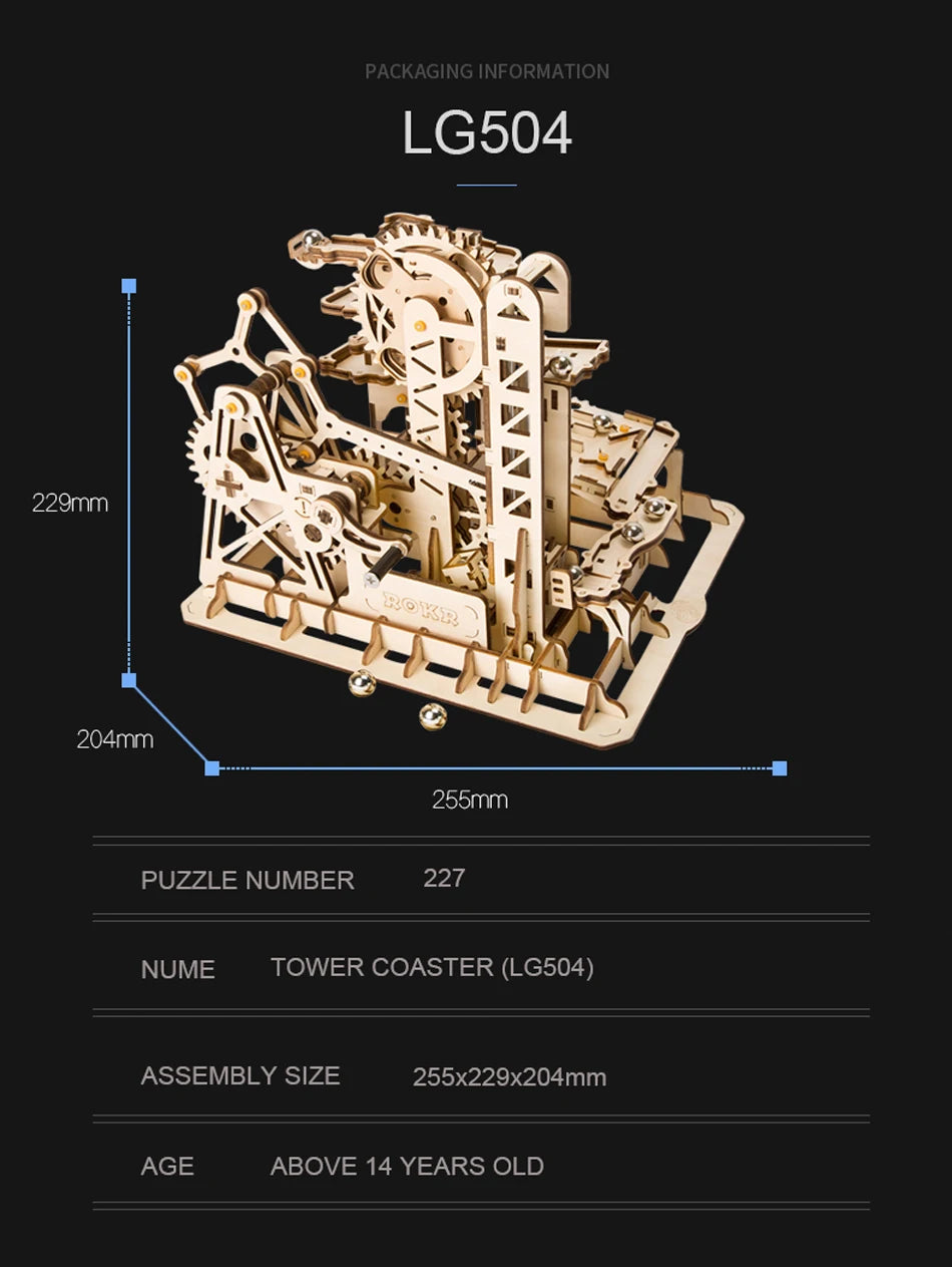 Robotime DIY 3D Wooden Puzzle Marble Run Assembly Model Building