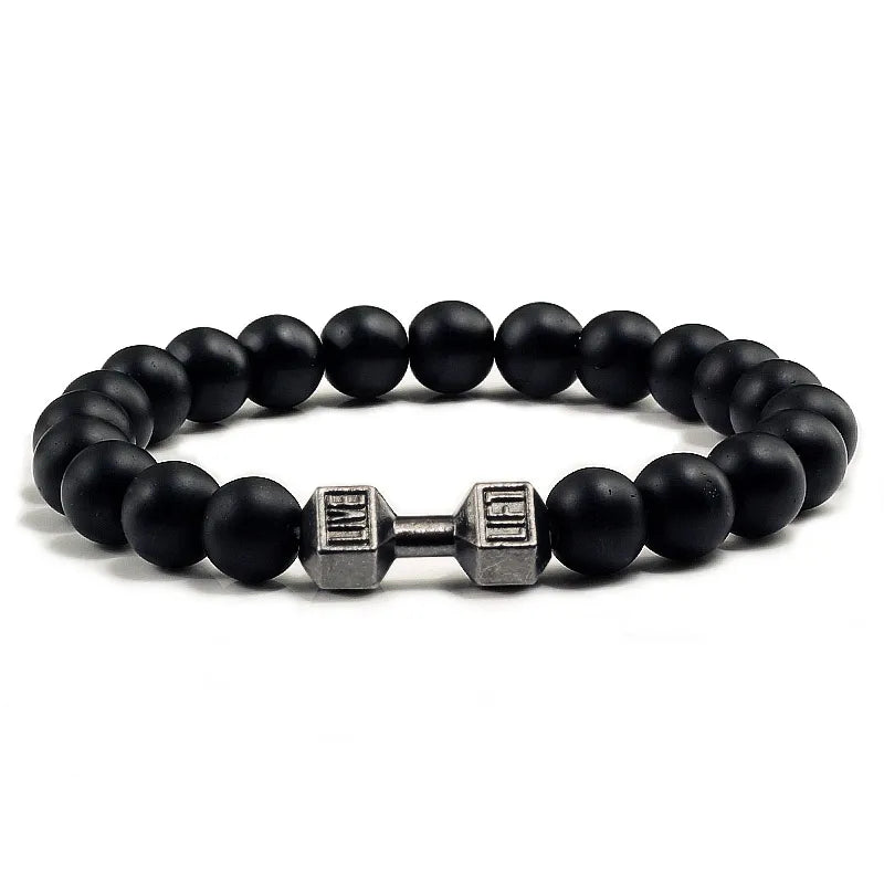 Volcanic Stone Bracelet Matte Black & White Beads