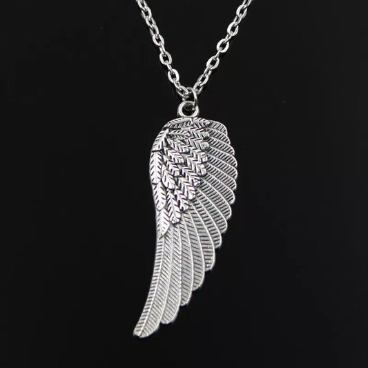 Angel Wings Pendants Round Cross Chain Short Long Mens Womens Silver Color Necklace