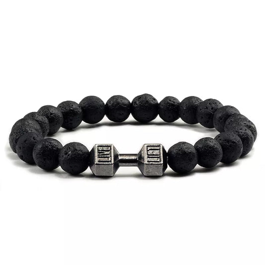 Volcanic Stone Bracelet Matte Black & White Beads