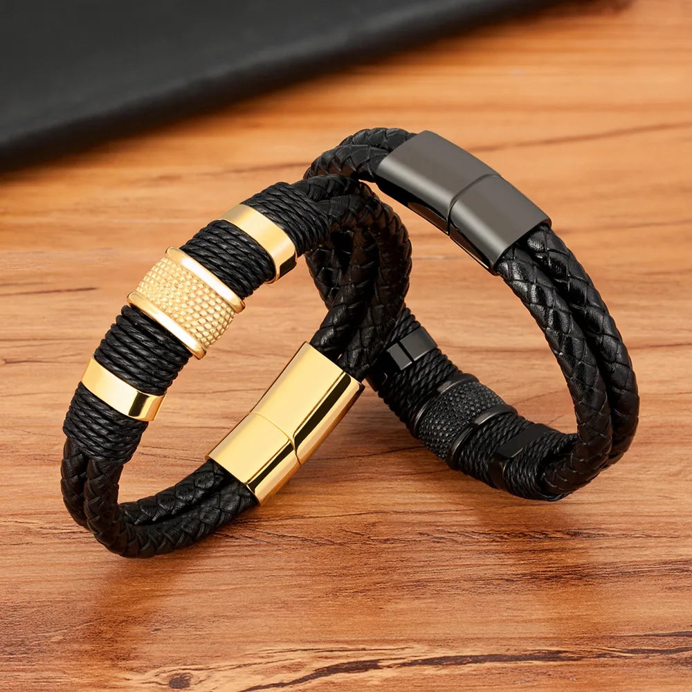 Special Style Leather Bracelet: Classic Stainless Steel