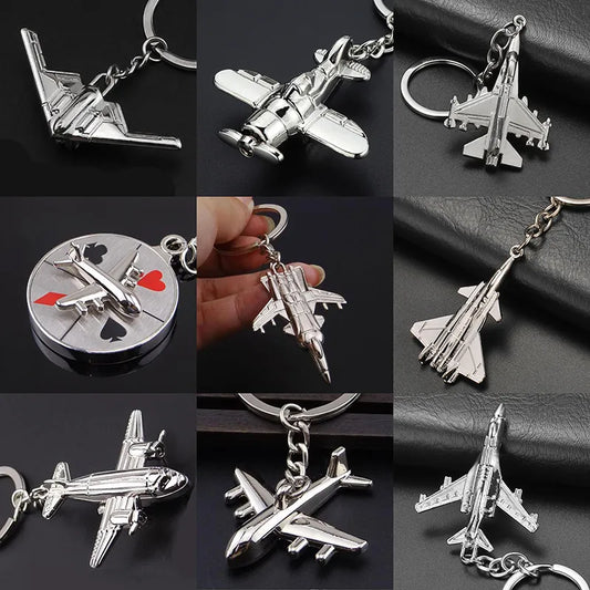 Steel Air Plane Keychains For Men Car Bag KeyRing