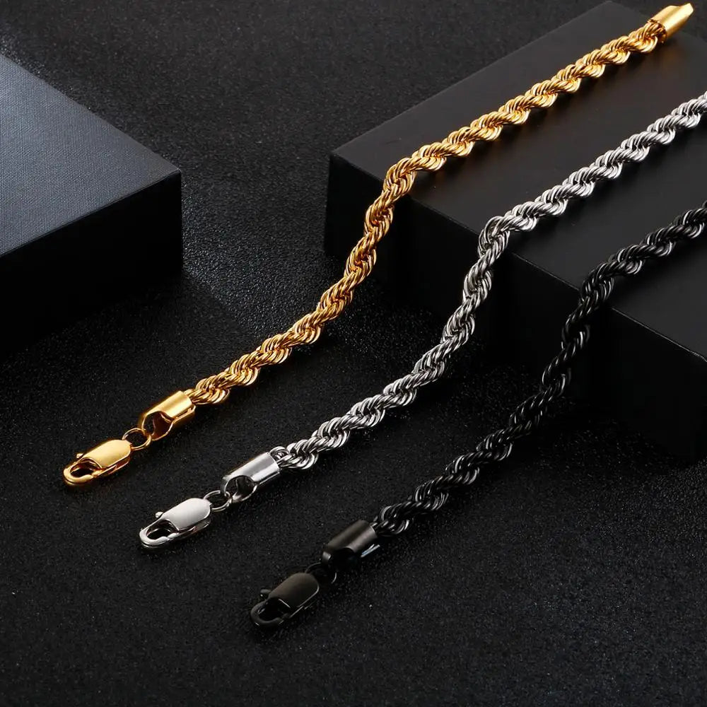 8mm Twisted Chain Bracelet: Stainless Steel Swag