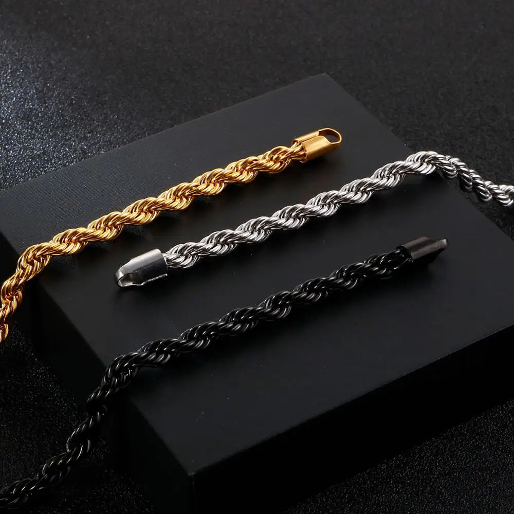 8mm Twisted Chain Bracelet: Stainless Steel Swag