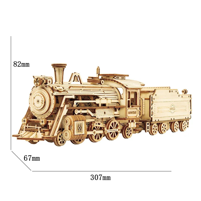 Robotime Rokr 3D Wooden Puzzle Montessori Toys Steam Train, Army Jeep Model Building