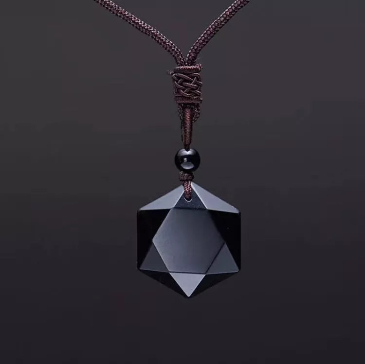 Fashion Black Obsidian Pendant Necklace Obsidian Star