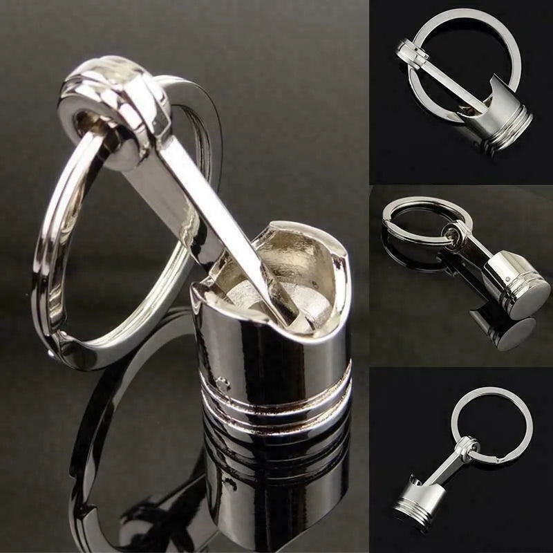 Car Engine Piston Style Keychain Key Ring Creative Metal Piston Model