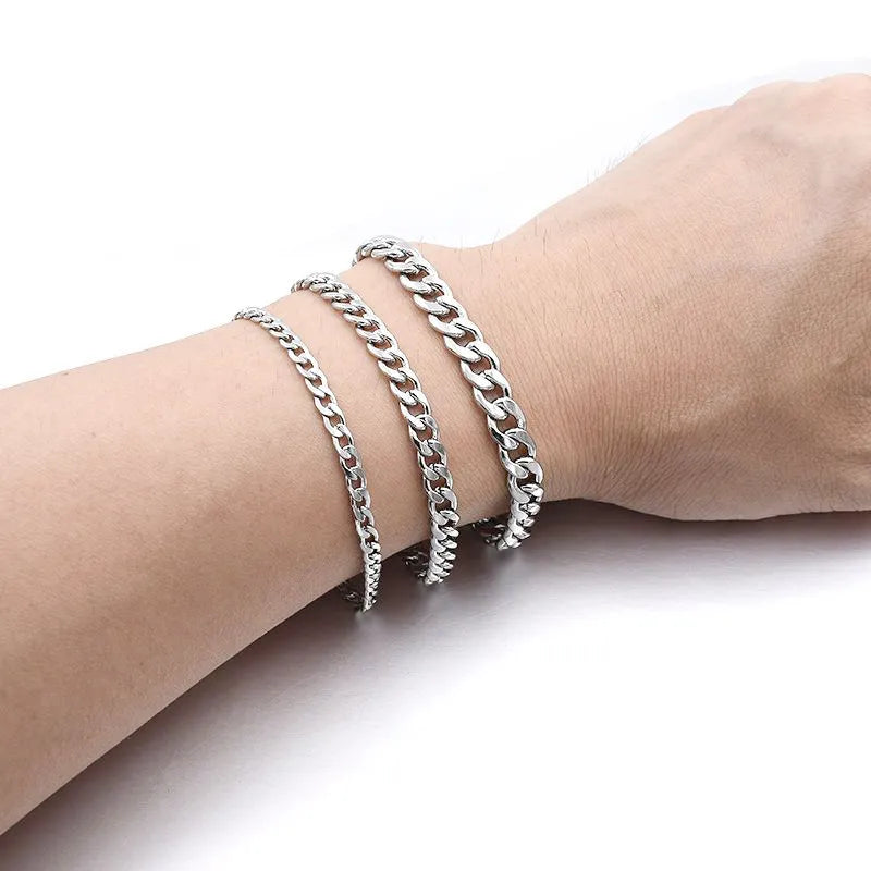 Stainless Steel Curb Chain Bracelet: Fashionable Couple's Jewelry