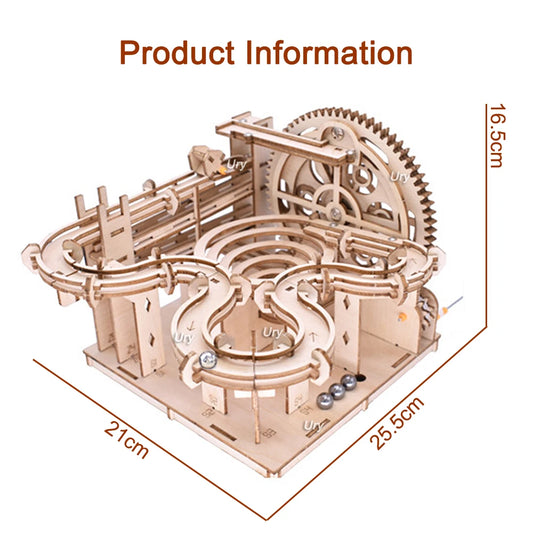 3D Wooden Puzzles : Catapult Track Device Marble Run Set Mechanical Manual Model Science Maze 4 Ball Assembly