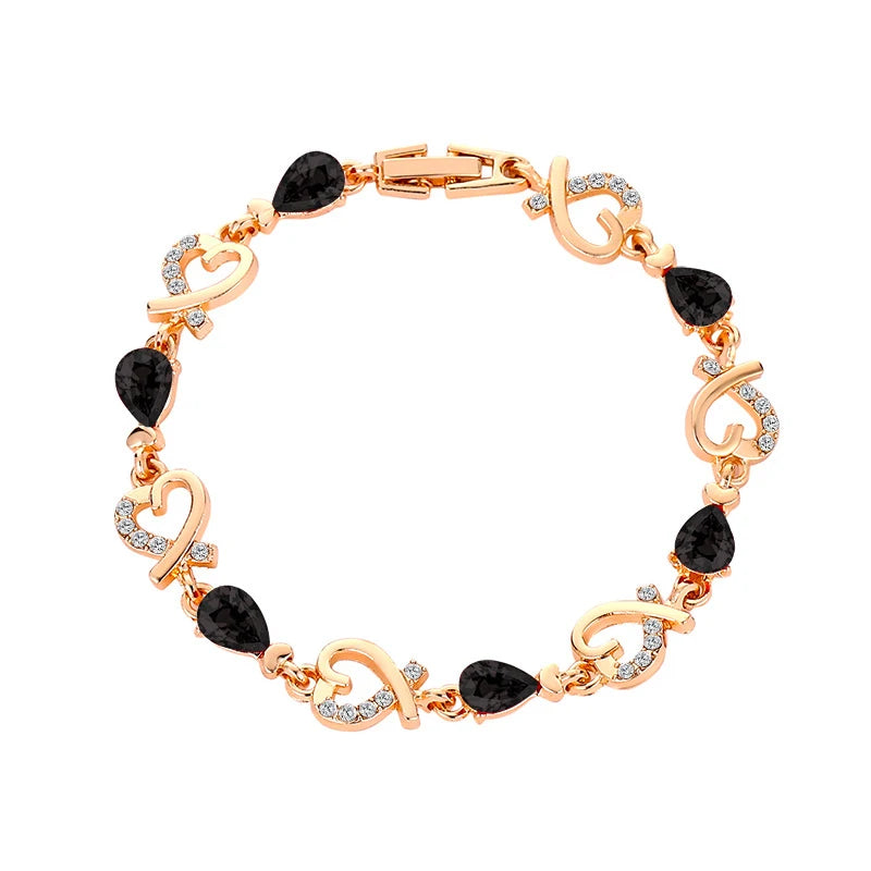 Beautiful Austrian Crystal Heart Bracelet: 5 Colors