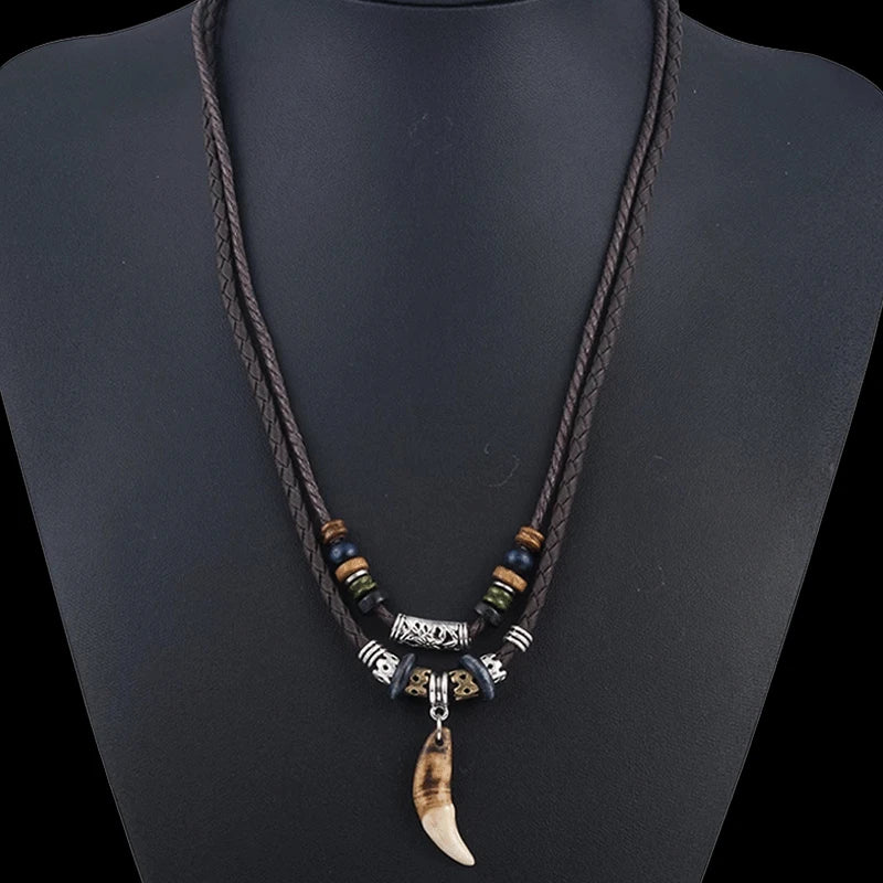 Bohemian Tooth Pendant Necklace: Men's Statement Jewelry