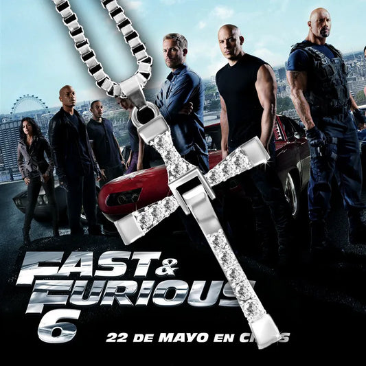 The Fast and The Furious Celebrity Vin Diesel Item Crystal Jesus Men Cross Pendant Necklace Gift Jewelry