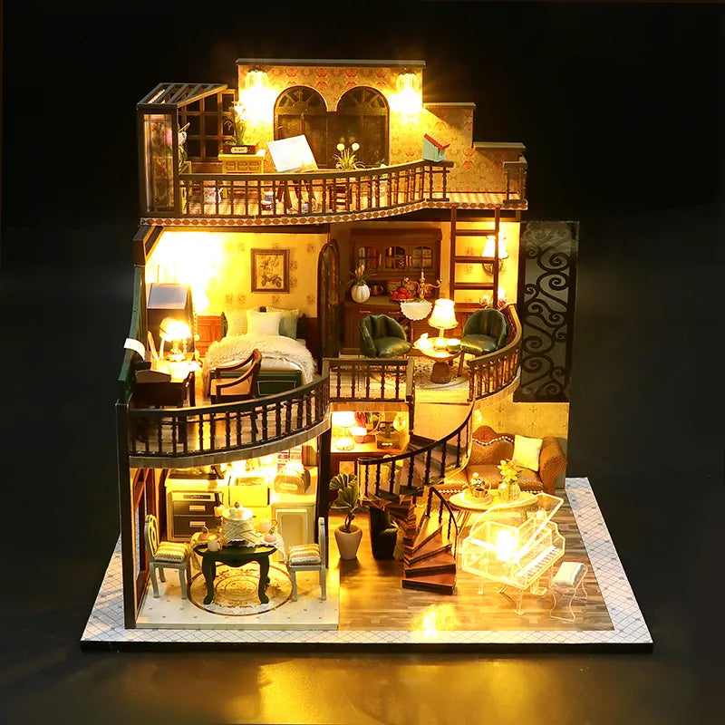 DIY 3D Puzzle: Creative Handmade Pink Dollhouse Model for Children's Play