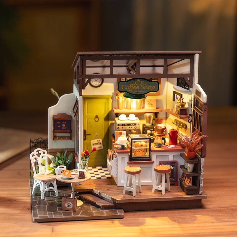 Robotime 3D Wooden Rolife No.17 Café Miniature House Kit for Kids