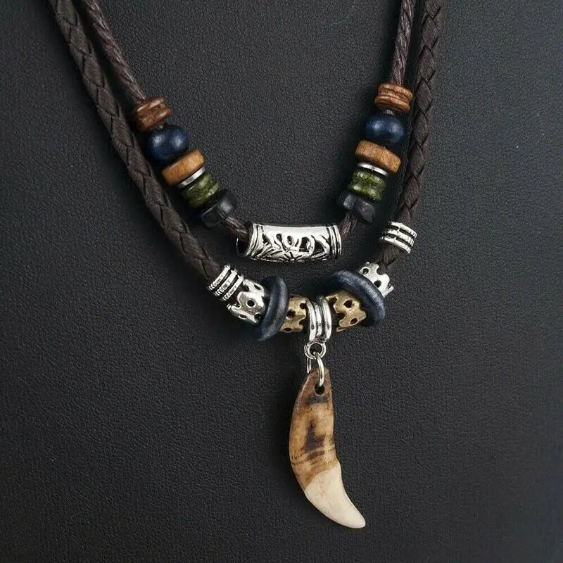 Bohemian Tooth Pendant Necklace: Men's Statement Jewelry