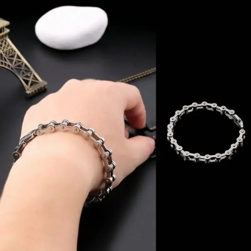 Biker Chain Bracelet: Retro Punk Titanium Fashion