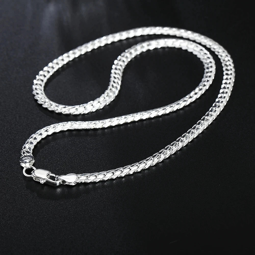 Sterling Silver Side Chain Necklace: 6mm, Various Lengths.