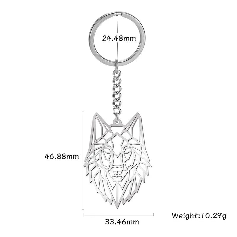 Creative and design Wolf Keychain Fox Tiger Bear Animal Pendant Unicorn Rabbit Stainless Steel Keyring