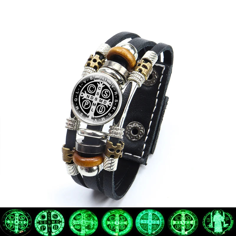 Luminous Saint Benedict Medal Bracelet: Catholic Elegance