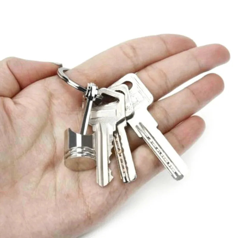 Car Engine Piston Style Keychain Key Ring Creative Metal Piston Model