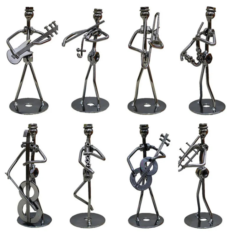 Metal Musician Guitar PlayerIron Art Collectible Figurine Home Cafe Office Book Shelf Decorate