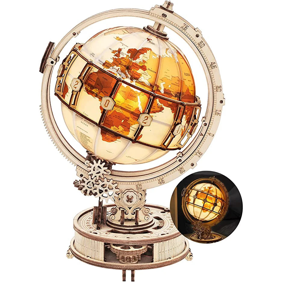 Robotime 3D Puzzle ROKR Luminous Wooden Globe Light Night